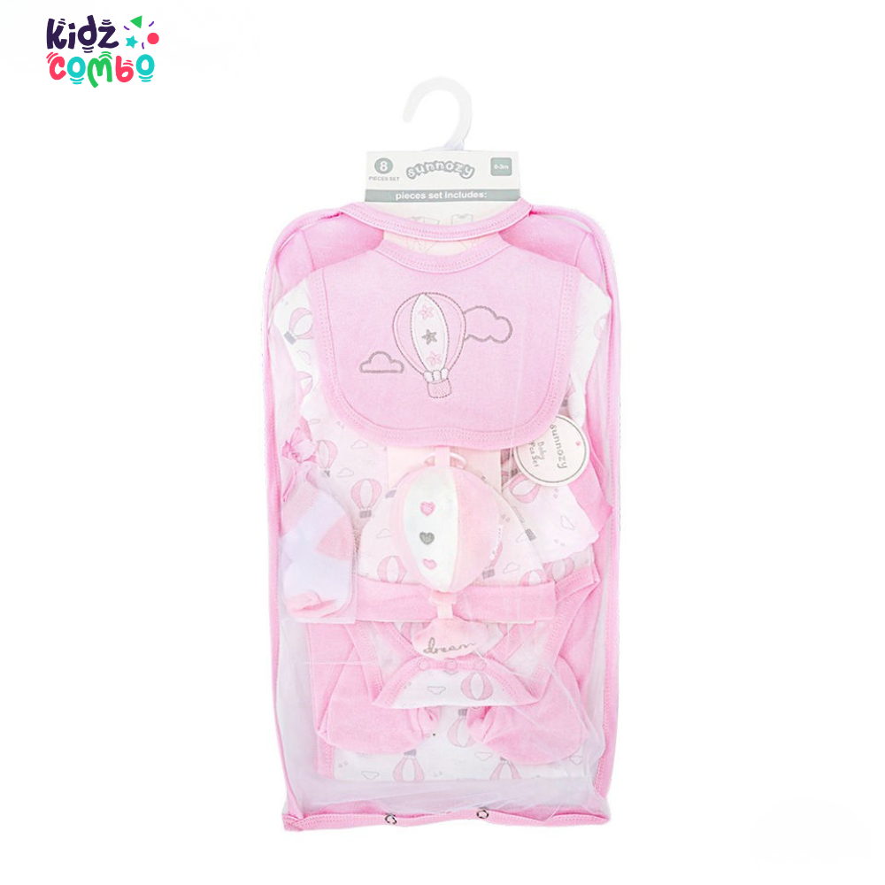 KidzCombo “Sweet Dreams” 8-Piece Newborn Set – Pink