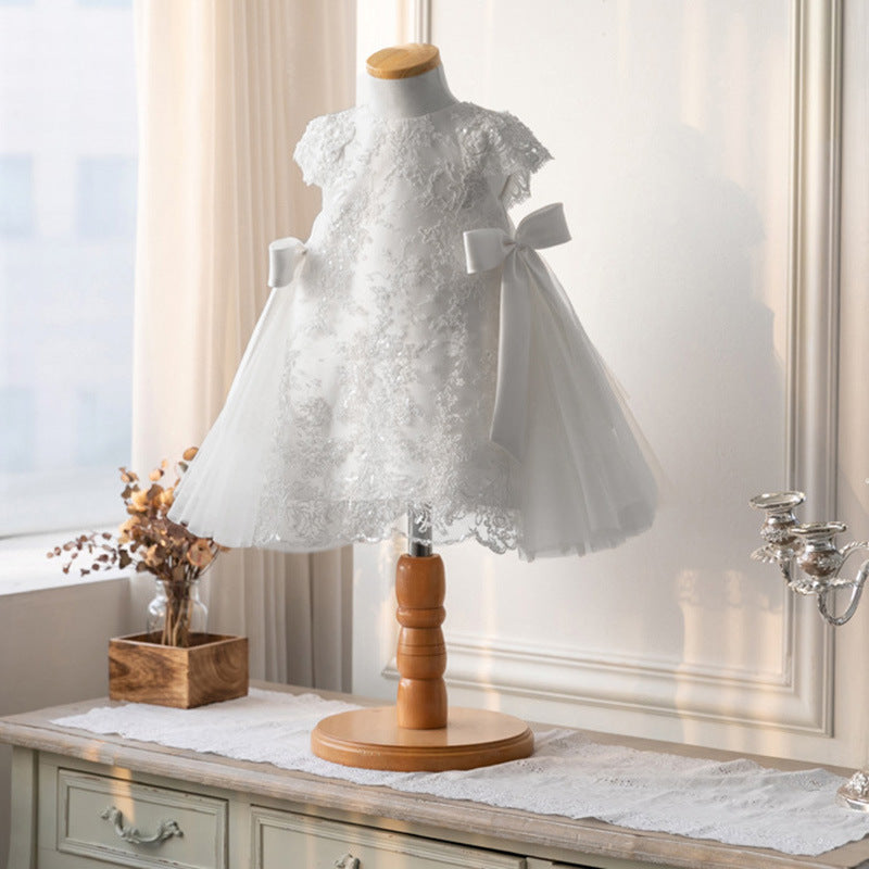 KidzCombo “Little Grace” Lace Tulle Dress – White