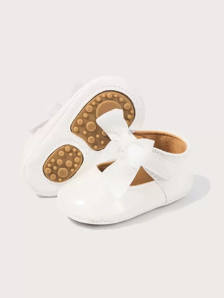 1pair Baby Girls' Bowknot Decor Flat Shoes