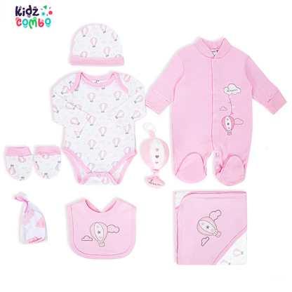 KidzCombo “Sweet Dreams” 8-Piece Newborn Set – Pink