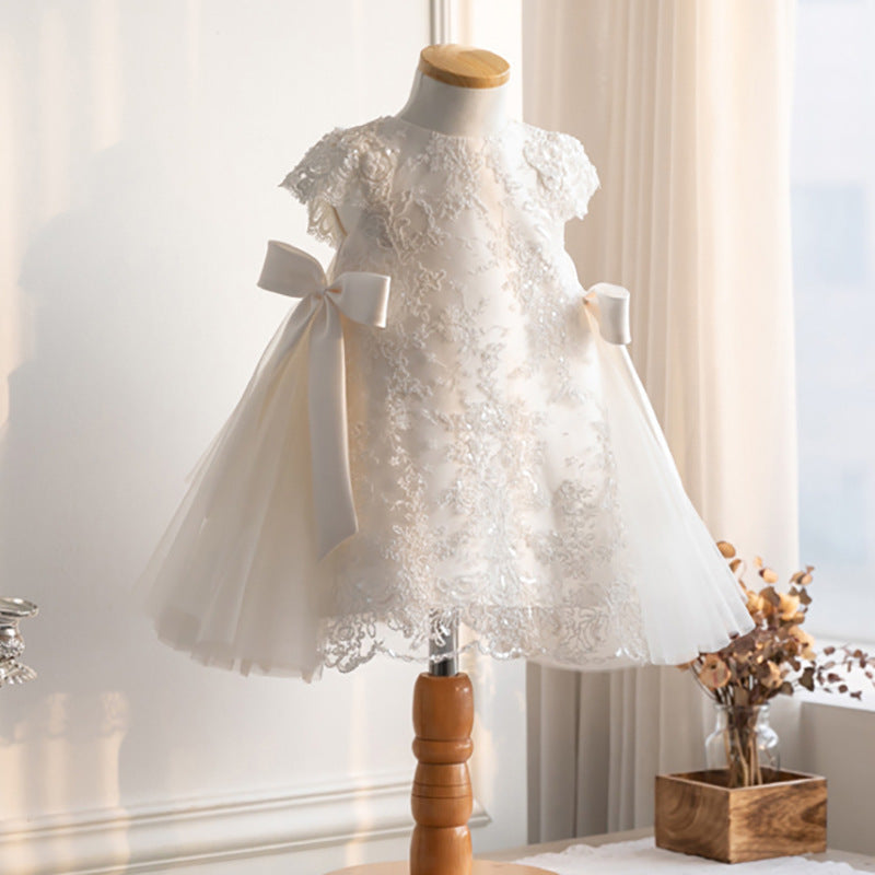 KidzCombo “Little Grace” Lace Tulle Dress – White