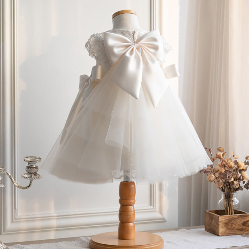 KidzCombo “Little Grace” Lace Tulle Dress – White