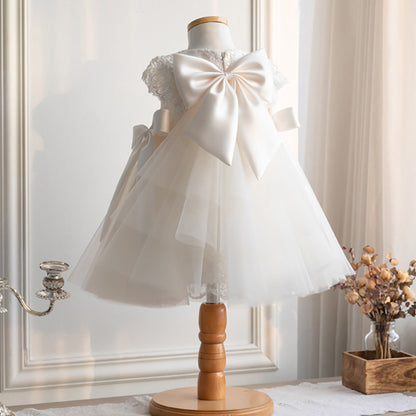 KidzCombo “Little Grace” Lace Tulle Dress – White