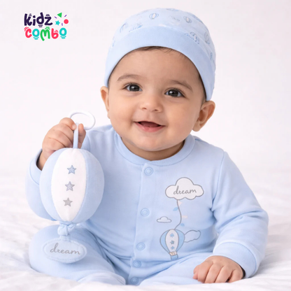 Newborn 8PCS Cotton Baby Gift Set – Soft Romper & Clothing Collection (Light Blue)