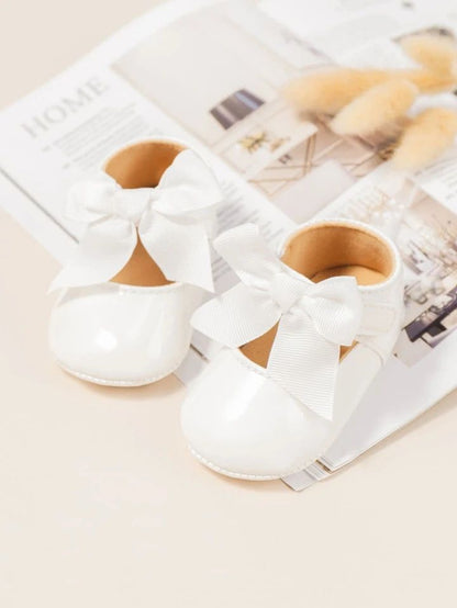 1pair Baby Girls' Bowknot Decor Flat Shoes