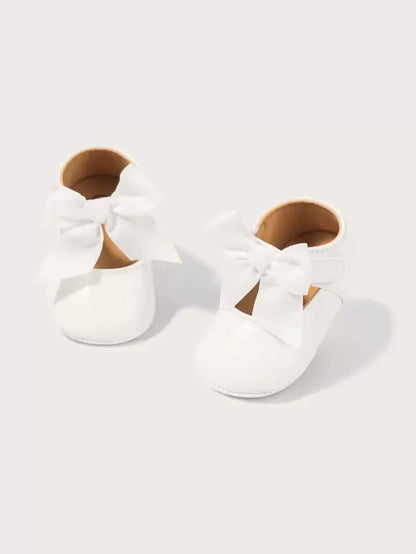 1pair Baby Girls' Bowknot Decor Flat Shoes