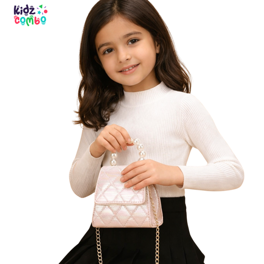 Kids Pearl Handbag / Crossbody Bag - Pink