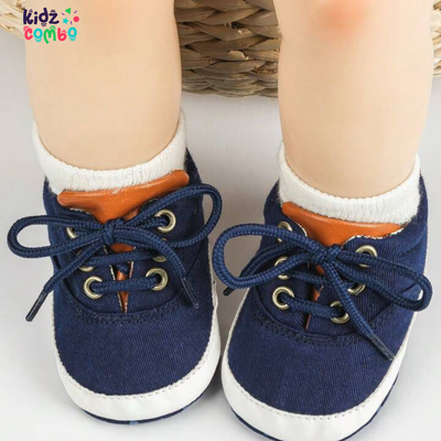 Newborn Solid Color Lace Casual Soft Bottom Sneakers, Infant First Walking