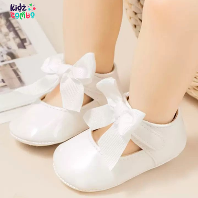 1pair Baby Girls' Bowknot Decor Flat Shoes
