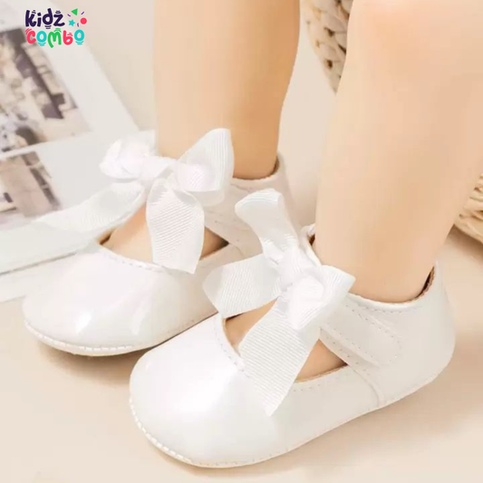 1pair Baby Girls' Bowknot Decor Flat Shoes